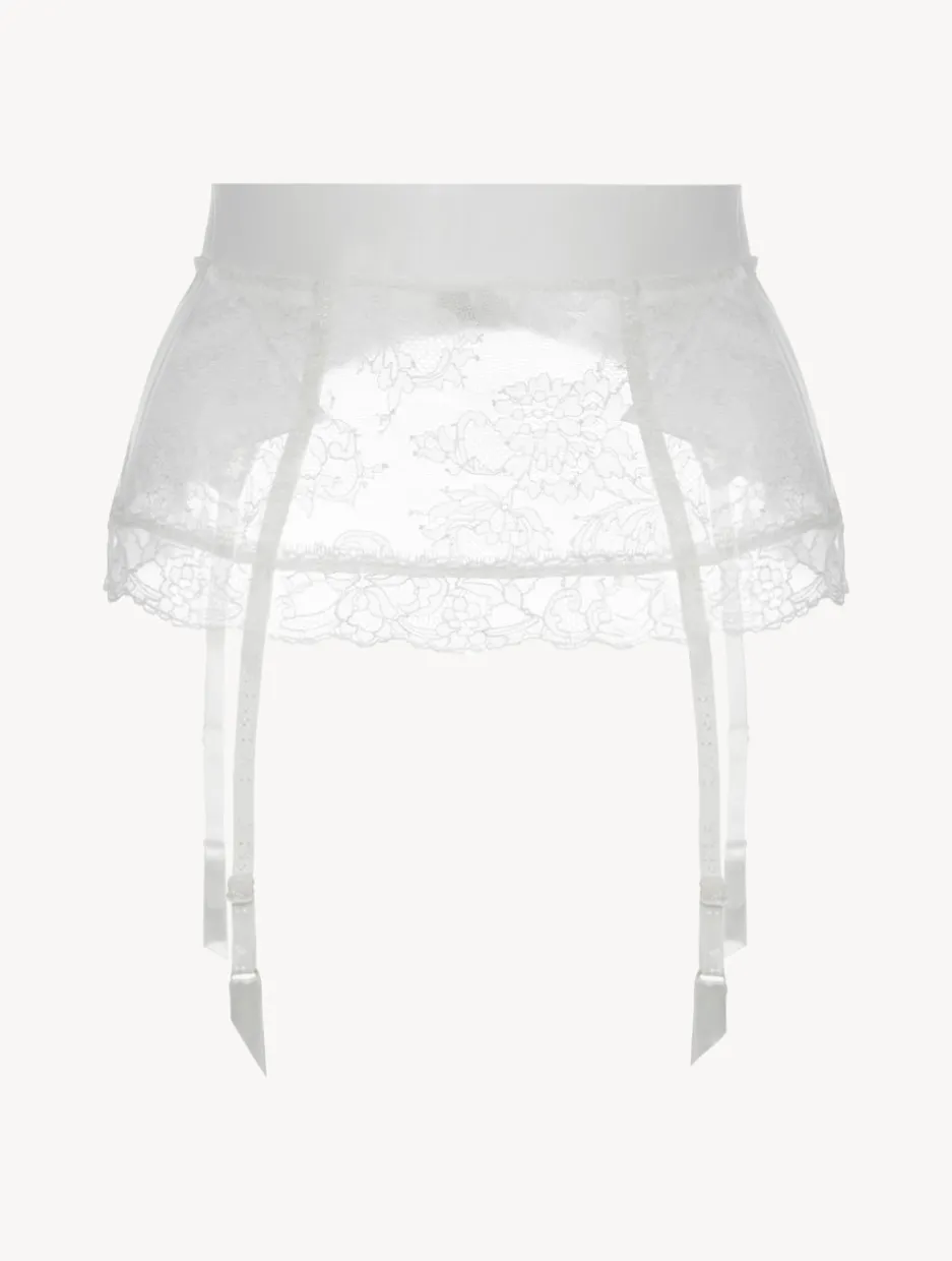 White Lycra Control Fit Suspender With Chantilly Lace