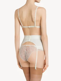 White Lycra Control Fit Suspender With Chantilly Lace