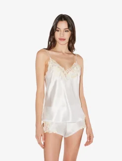 White Silk Camisole With Frastaglio