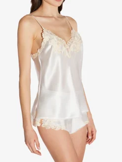 White Silk Camisole With Frastaglio