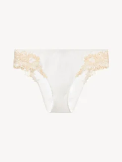 White Silk Medium Briefs With Frastaglio