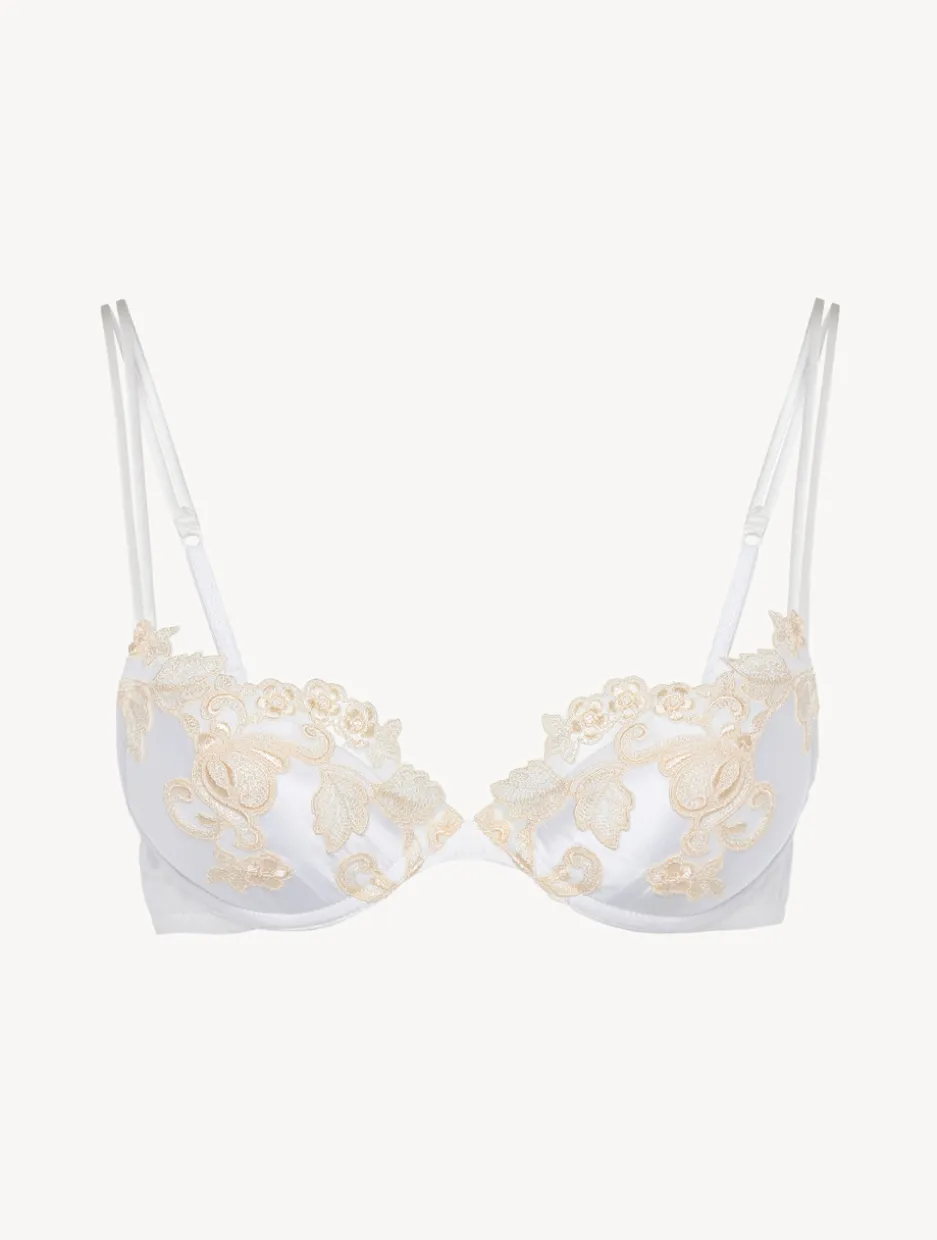 White Silk Push-up Bra With Frastaglio