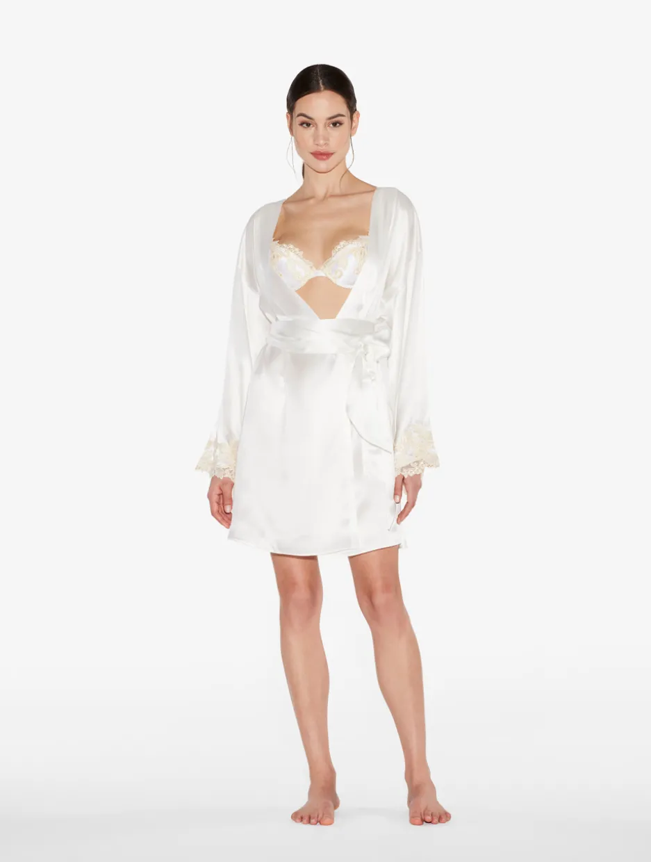 White Silk Push-up Bra With Frastaglio