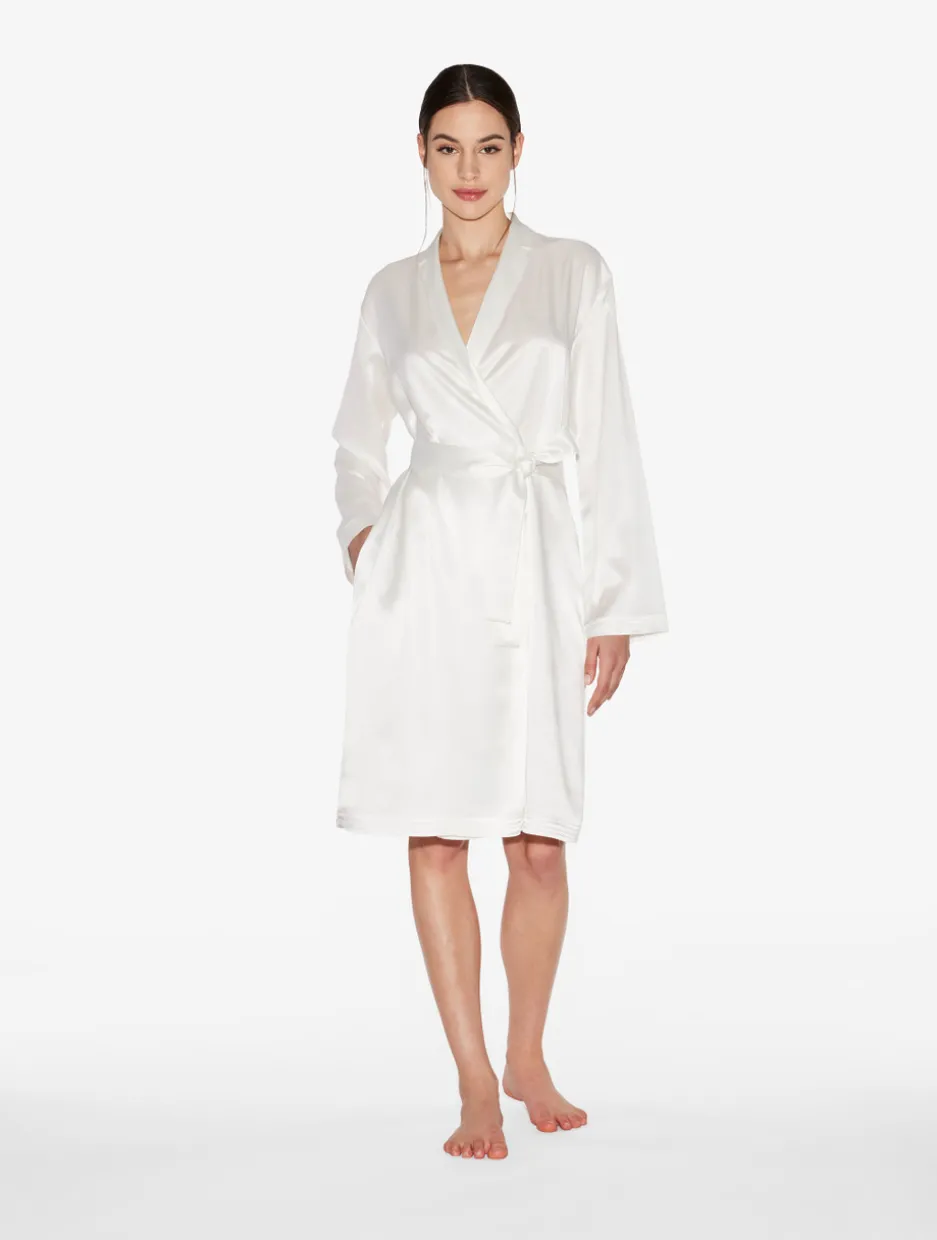 White Silk Short Robe