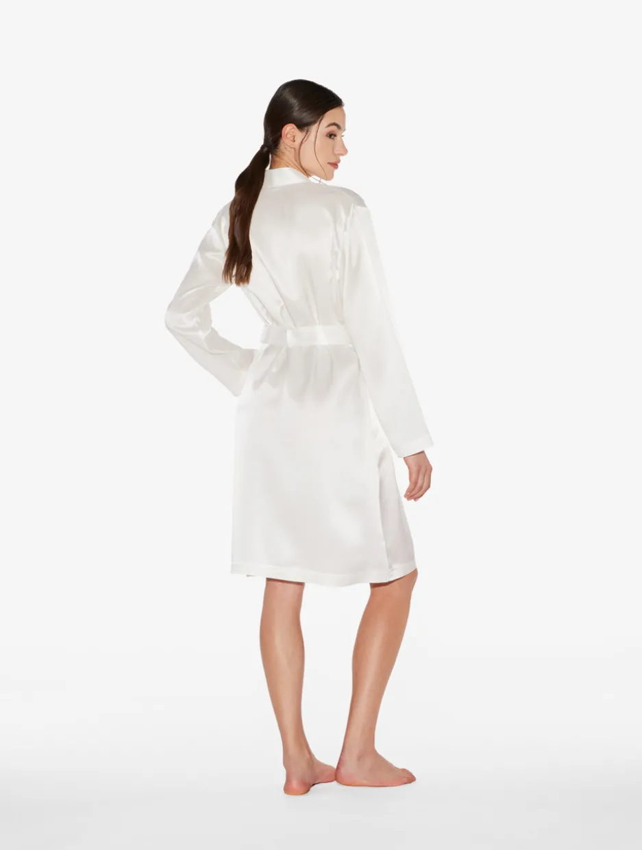 White Silk Short Robe
