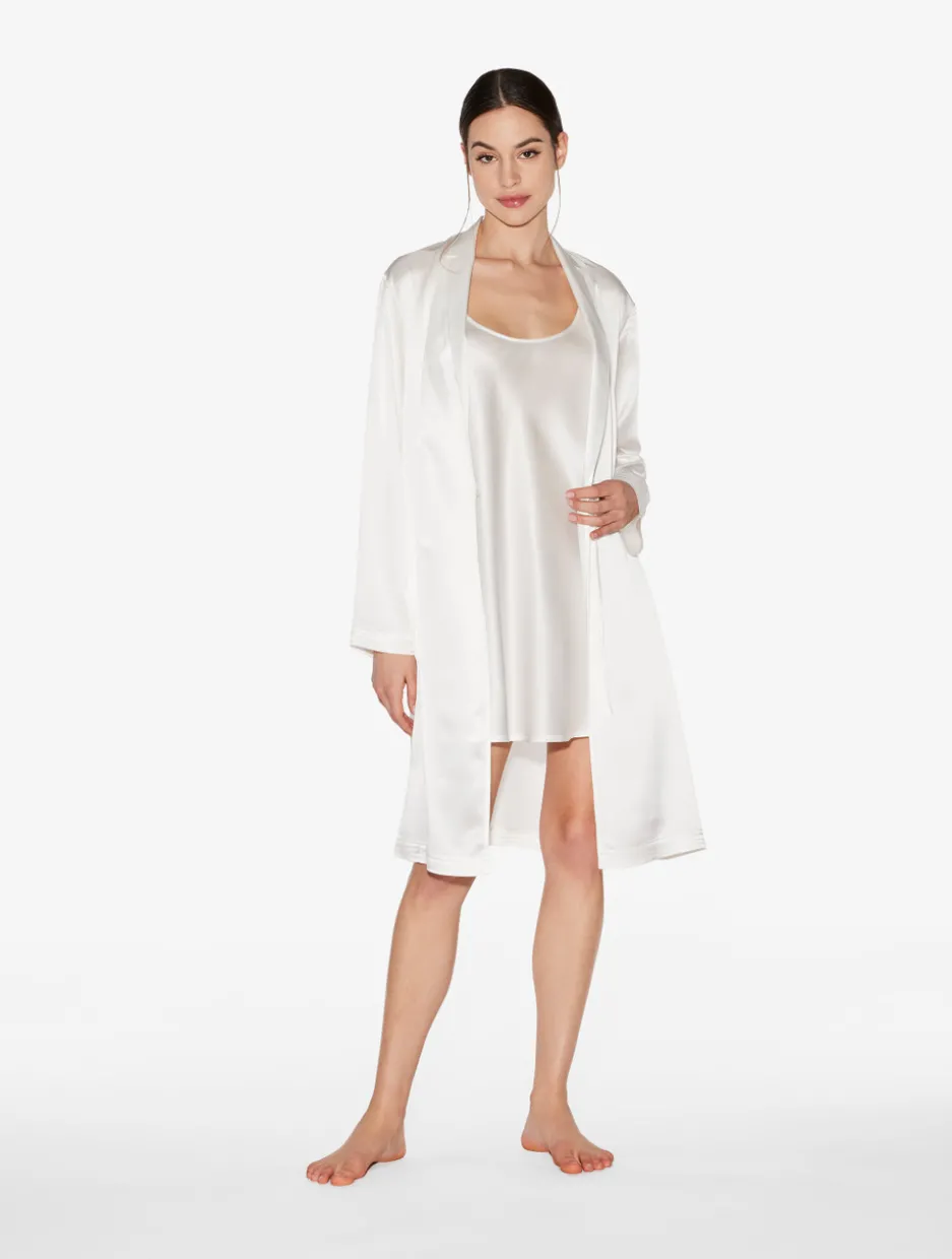 White Silk Short Robe