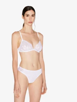 White Stretch Leavers Lace And Tulle Medium Briefs