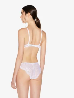 White Stretch Leavers Lace And Tulle Medium Briefs