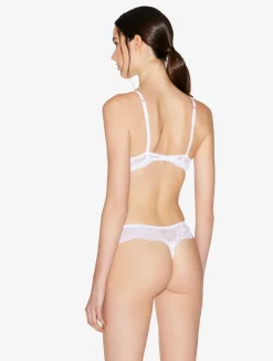 White Stretch Leavers Lace Thong