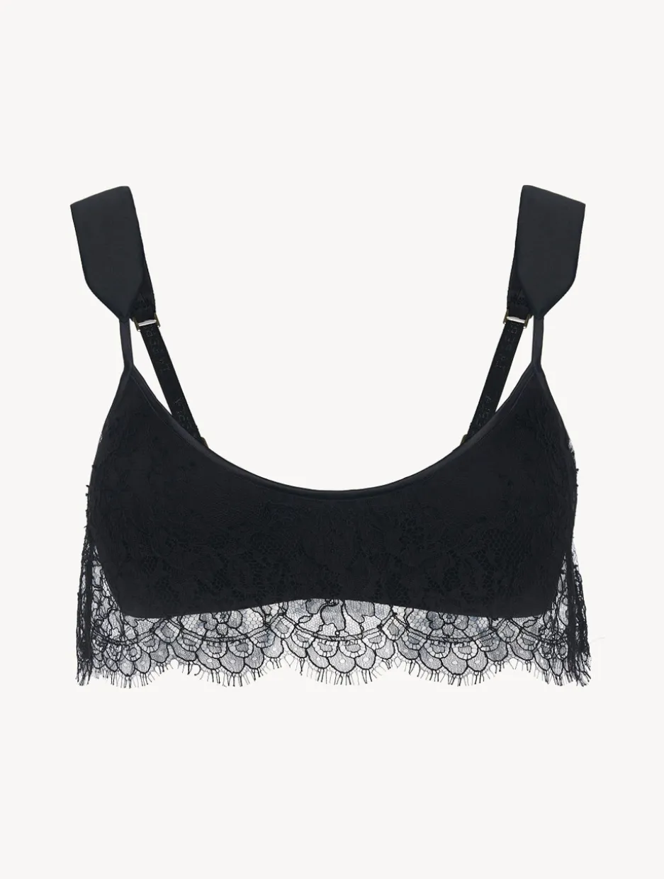Wireless Bra In Black With Lace Overlay